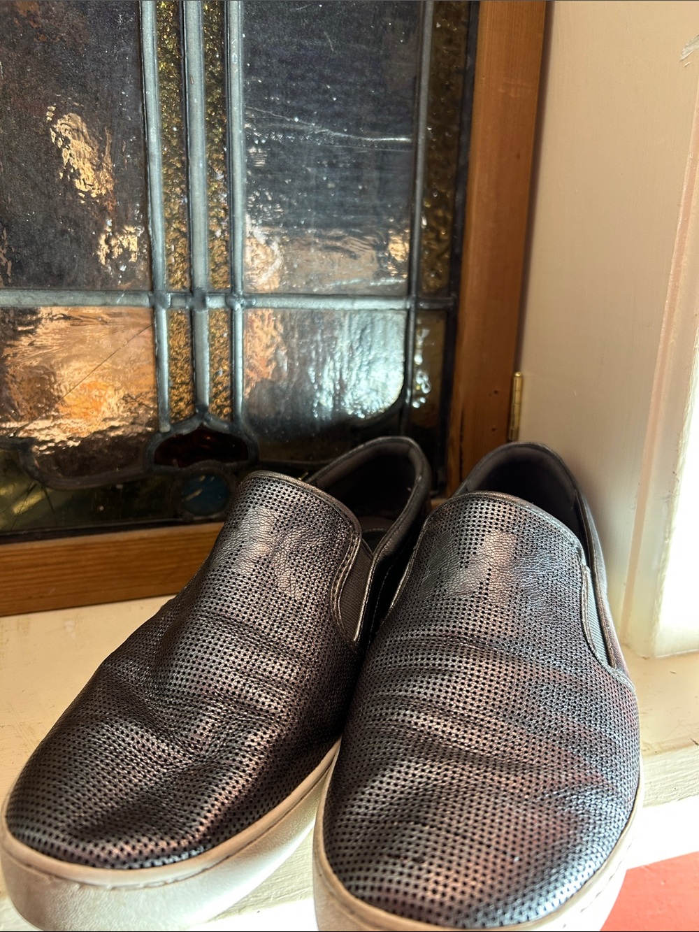 Michael Kors Black Perforated Slip-On Sneakers with White Sole